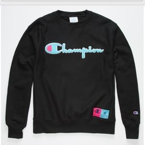 Men's Champion Reverse Weave Chenille Logo Crew Neck Sweatshirt Pullover